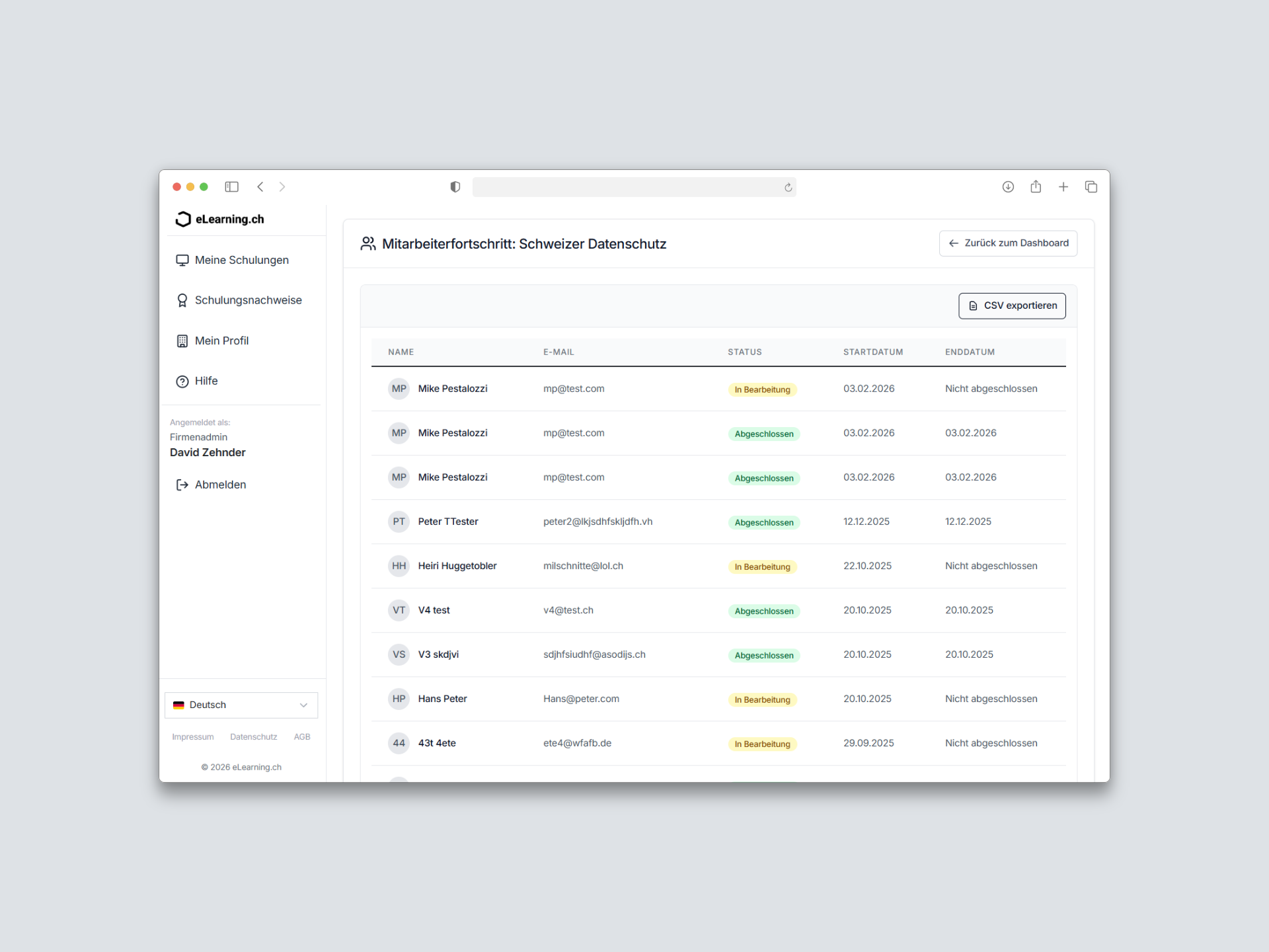 Zertifikate & Dashboard